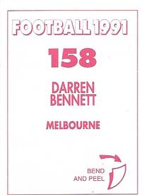 1991 Select AFL Stickers #158 Darren Bennett Back